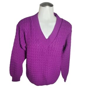 Wavy Cable Knit Purple Sweater